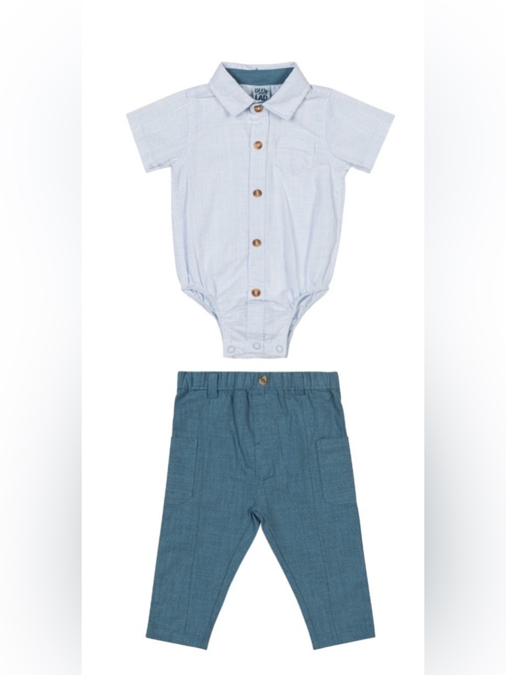 Little Lad Baby Boy’s 2 Piece Outfit Set With Button Up Shirt & Matching Pants